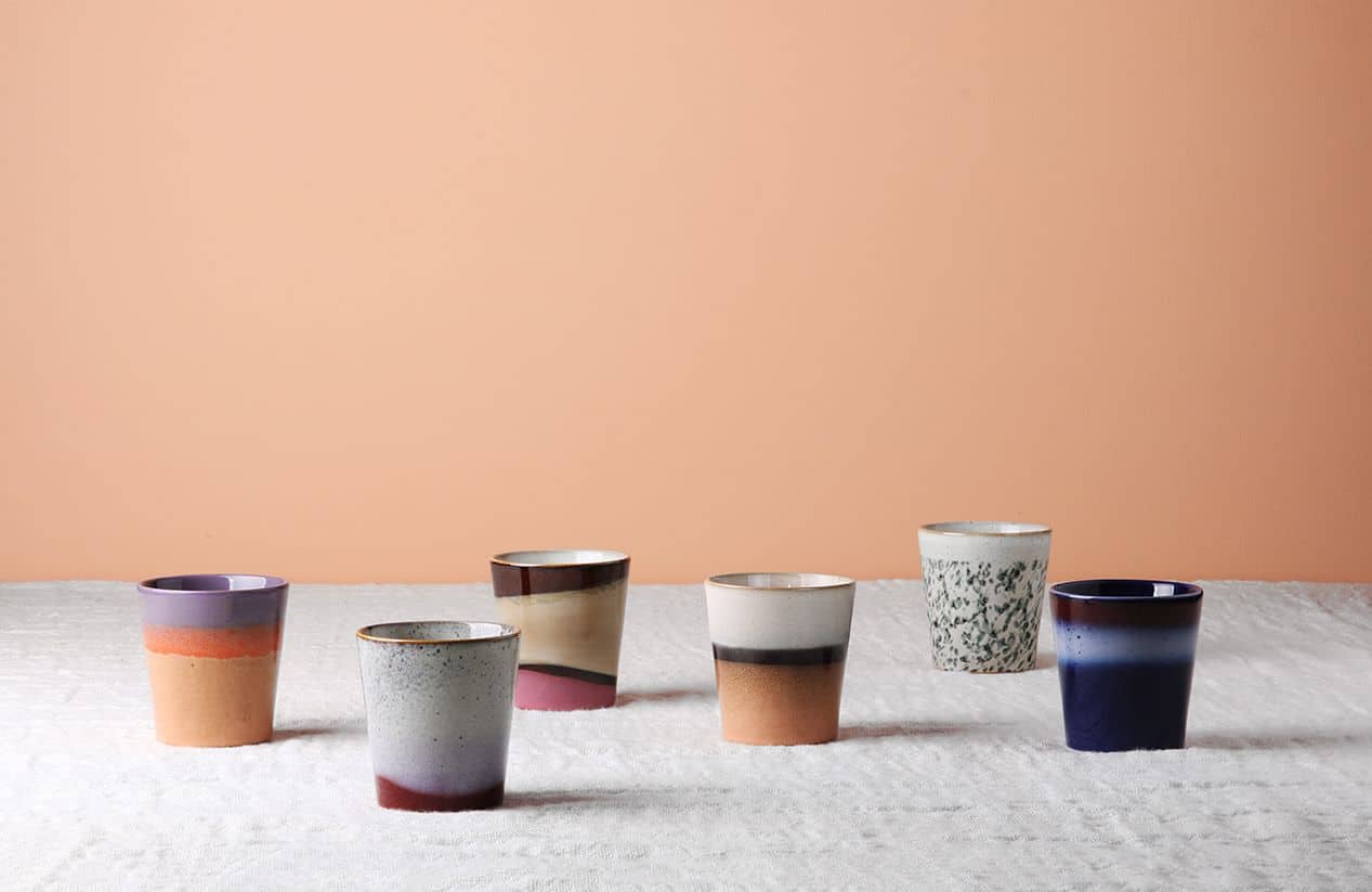 HKliving 70s Ceramics Coffee Mugs Set of 6 Orion 3