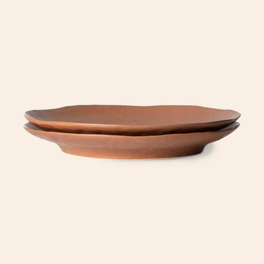 HKliving Bold Basic Ceramics Side Plate Set of 2 Brown 4