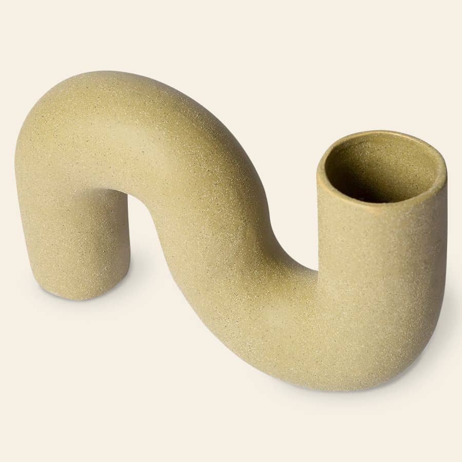 HKliving HK Objects Ceramic Twisted Vase Matt Olive 3