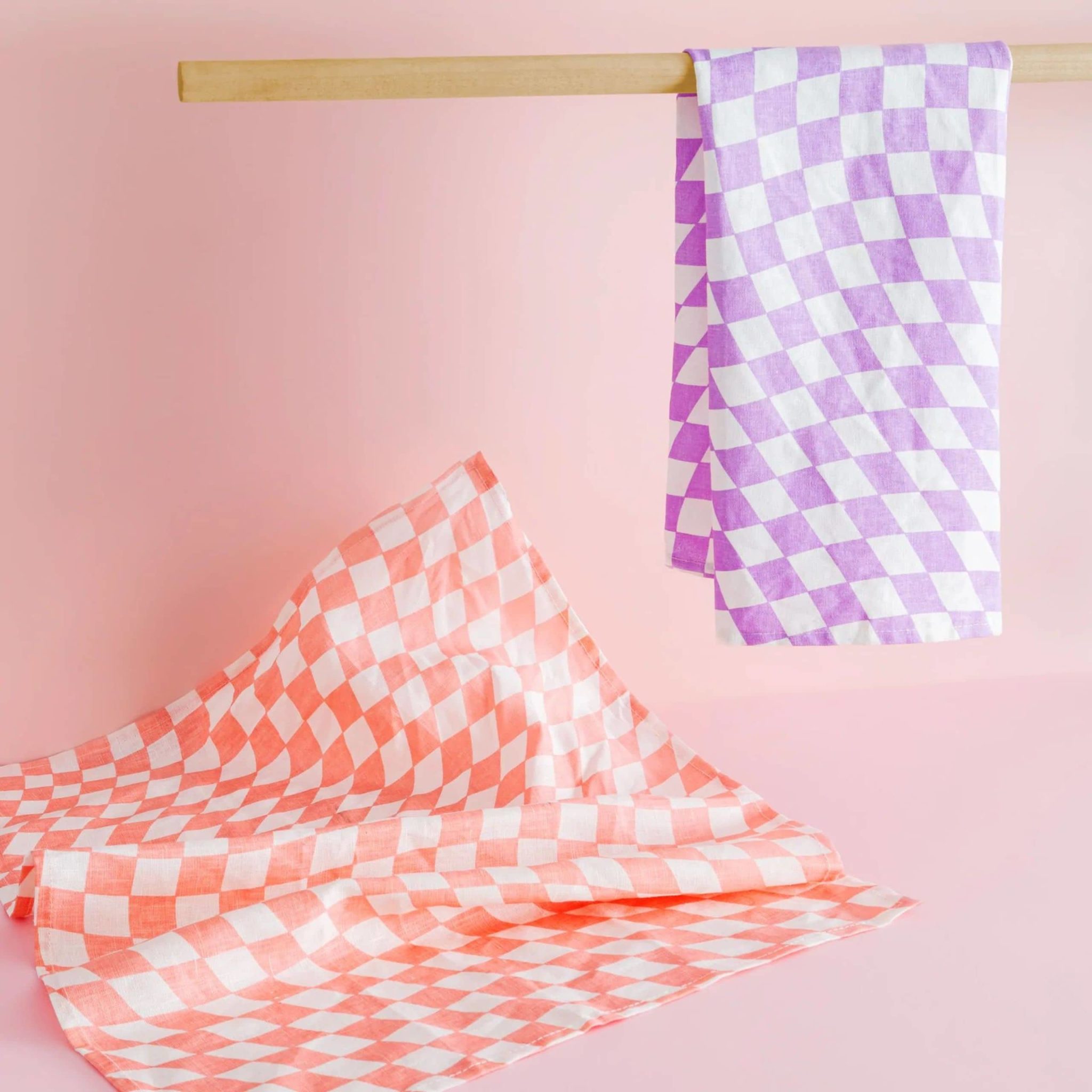 Poketo Linen Tea Towel Set of 2 Checkers 4