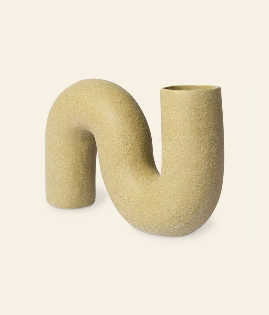 HKliving HK Objects Ceramic Twisted Vase Matt Olive 2