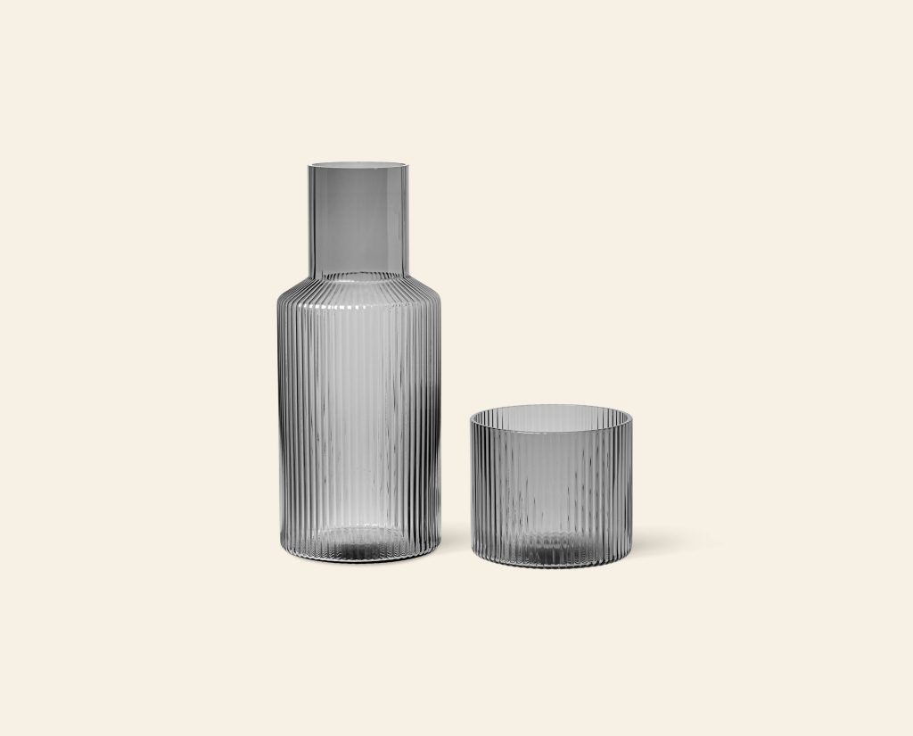 ferm Living Ripple Carafe Set Small Smoked Grey 1