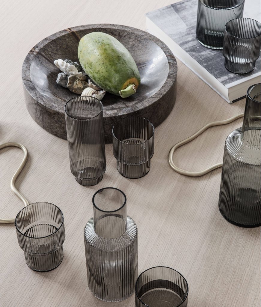 ferm Living Ripple Glasses Set of 4 Smoked Grey 2
