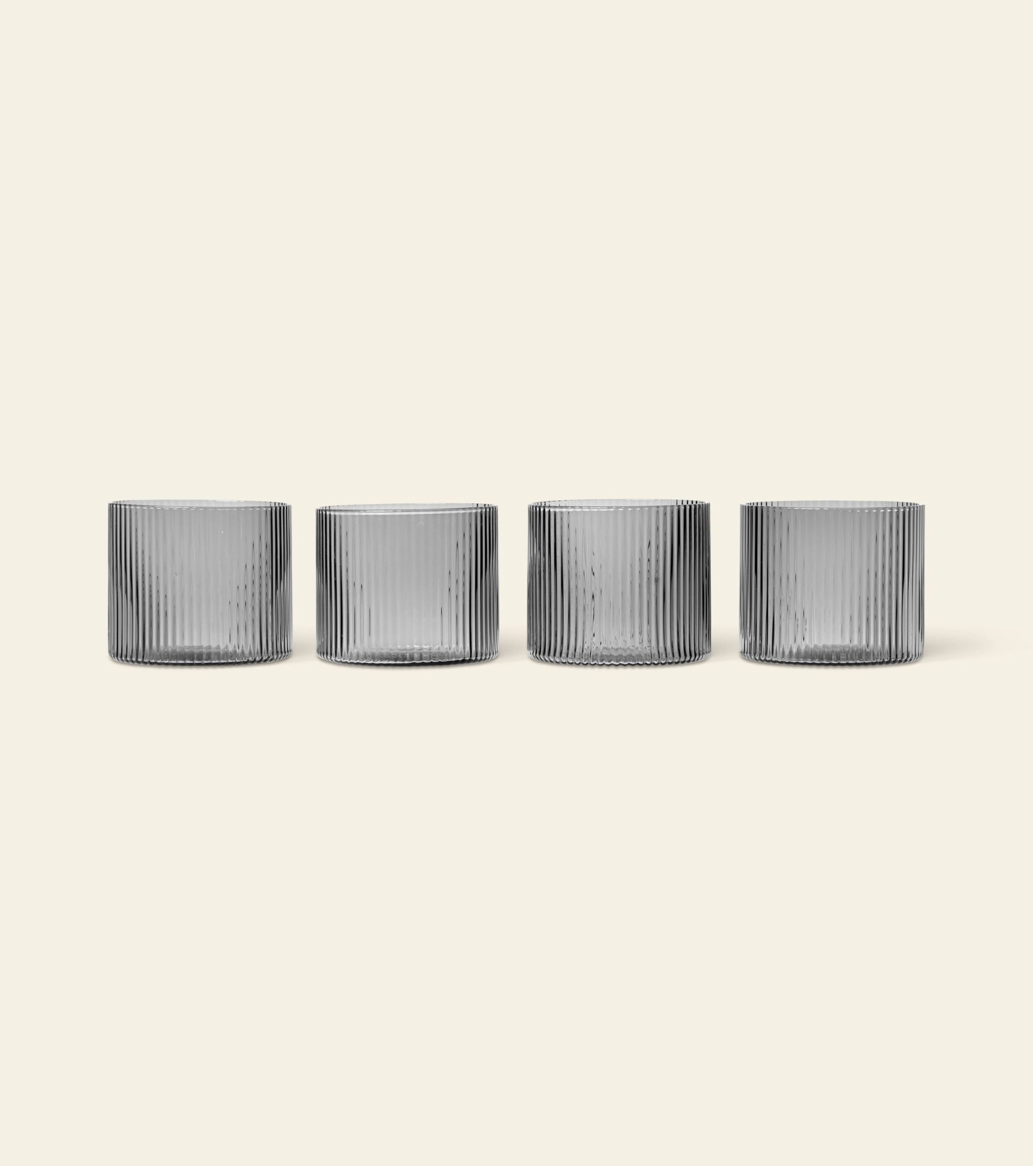 ferm Living Ripple Low Glasses Set of 4 Smoked Grey 1