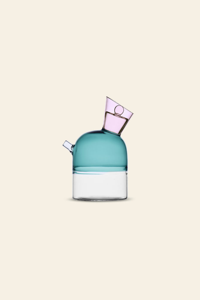 Ichendorf Milano Travasi Oil Bottle Clear Petrolblue Pink 1