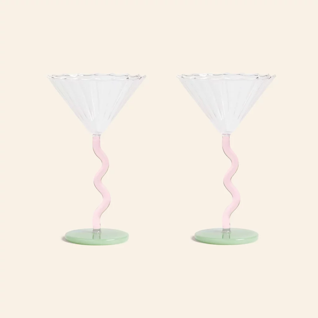 klevering Curved Coupe Glass Set of 2 Multicolour 1