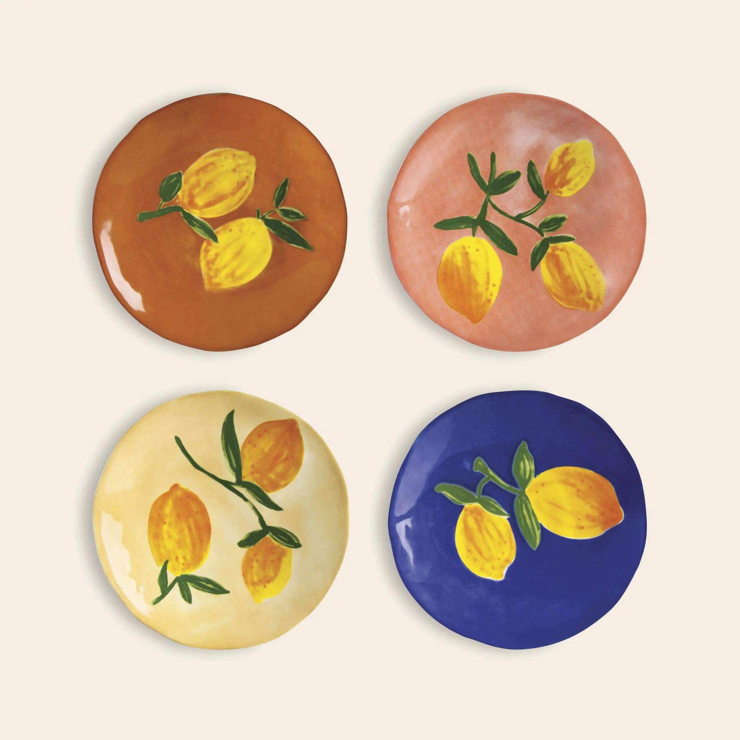 klevering Lemon Plate Set of 4 Multicolour 1