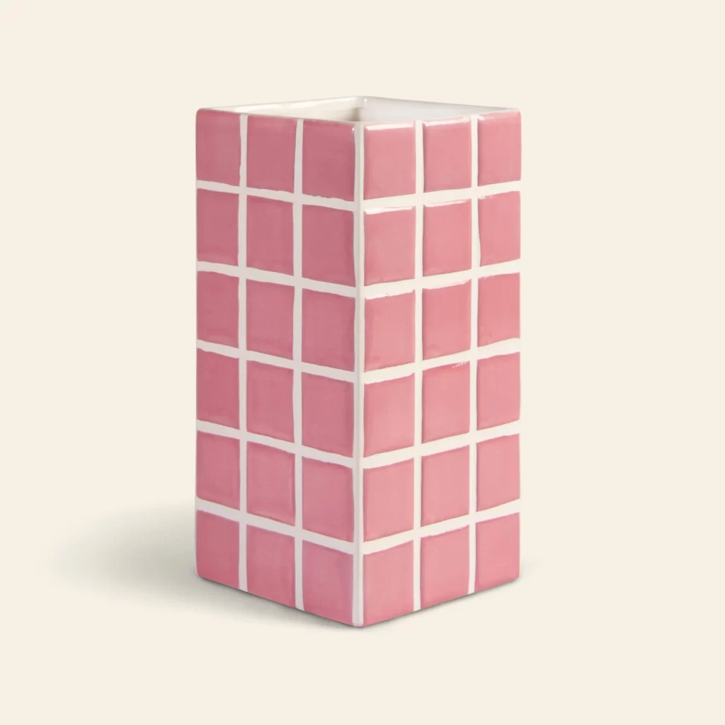 klevering Tiled Vase Pink Pink 1