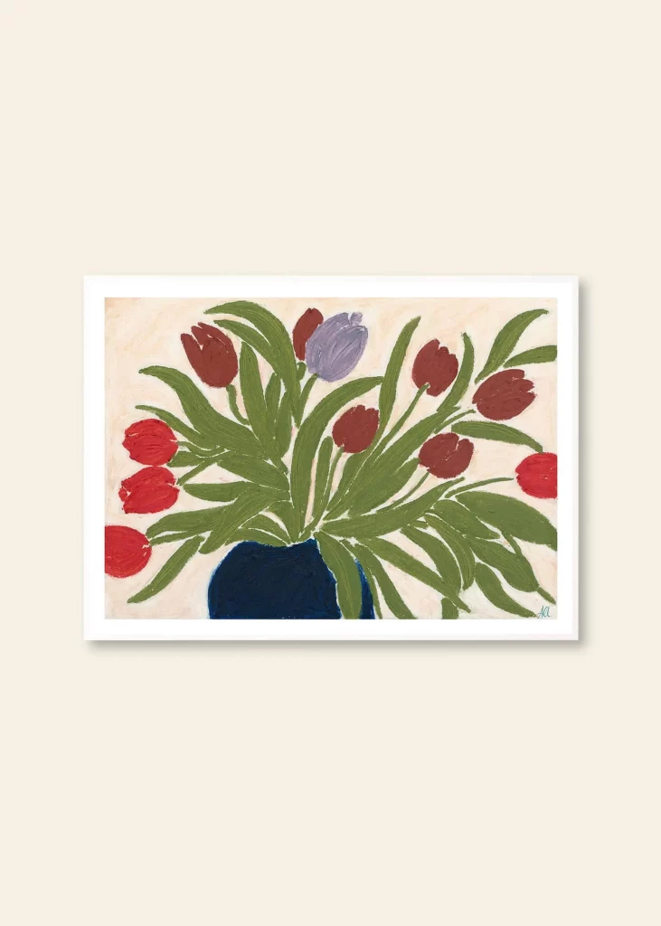 The Poster Club Anine Cecilie Iversen Tulips in a Blue Vase 30x40 Poster 1