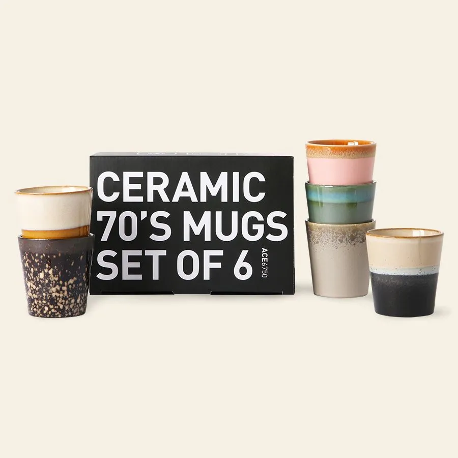 HKliving 70s Ceramics Coffee Mugs Set of 6 Oberon 2