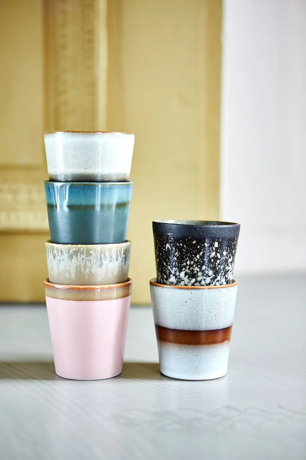 HKliving 70s Ceramics Coffee Mugs Set of 6 Oberon 3