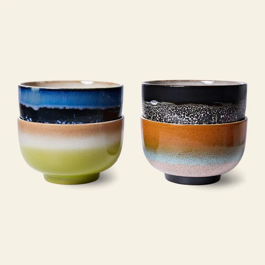 HKliving 70s Ceramics Noodle Bowls Set of 4 Groovy 2