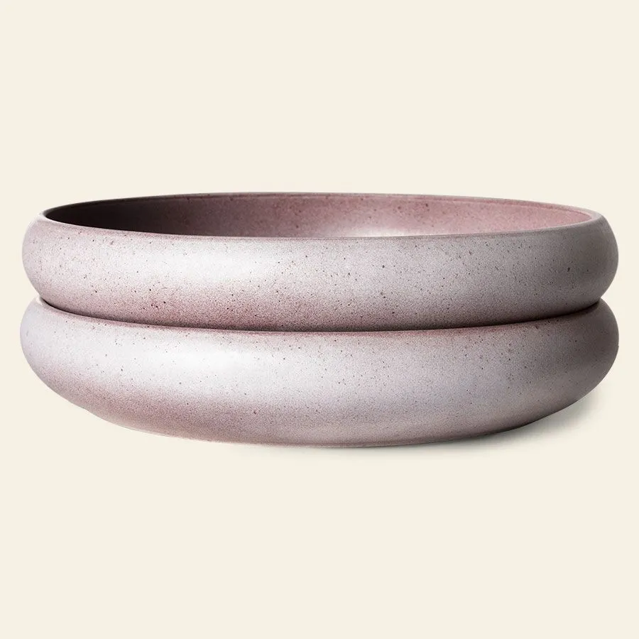 HKliving Bold Basic Ceramics Deep Plate Set of 2 Purple 1