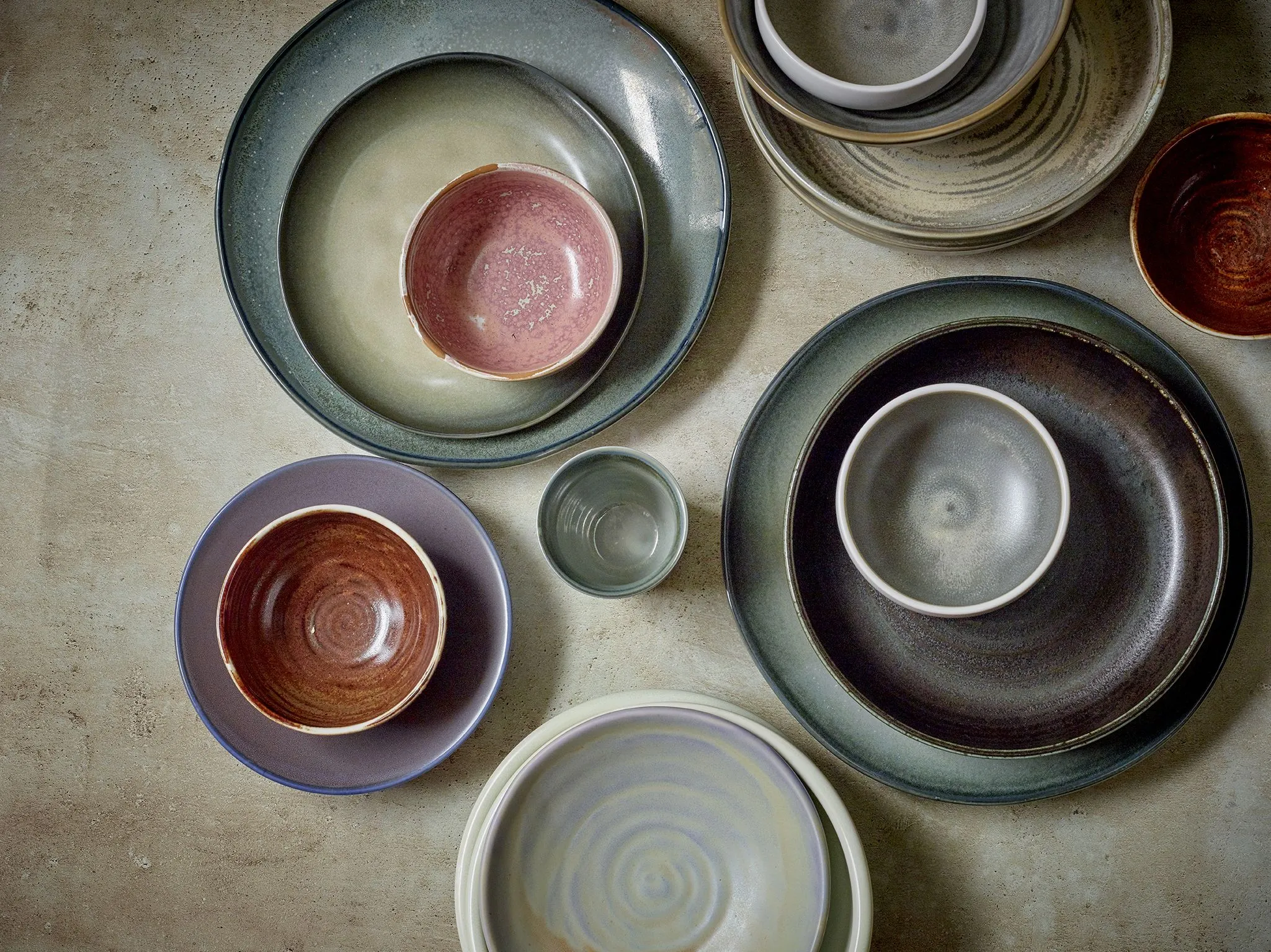 HKliving Chef Ceramics Flat Bowl Purple Green 5