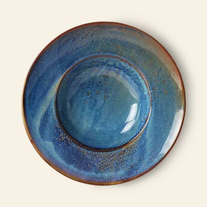 HKliving Chef Ceramics Pasta Plate Rustic Blue 1
