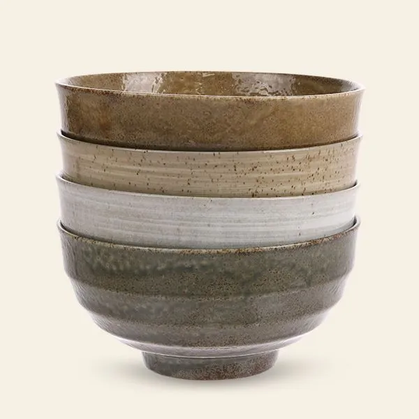 HKliving Kyoto Ceramics Japanese Noodle Bowls Set of 4 Multicolour 1