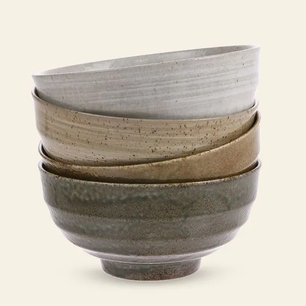 HKliving Kyoto Ceramics Japanese Noodle Bowls Set of 4 Multicolour 2