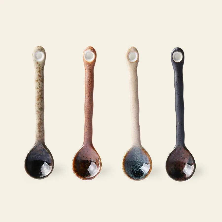 HKliving Kyoto Ceramics Japanese Tea Spoons Set of 4 Multicolour 1