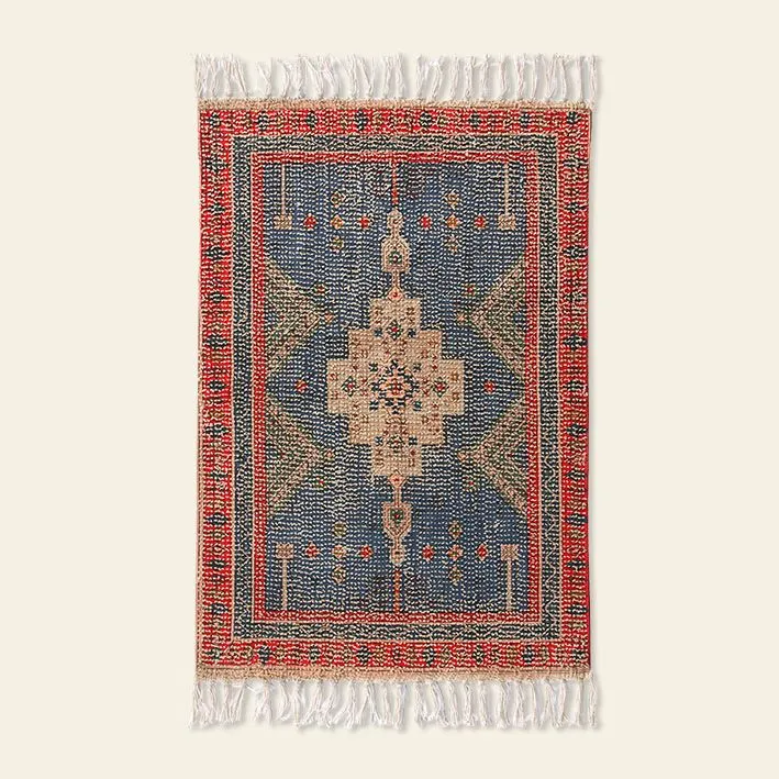 HKliving Printed Bathmat Overtufted Red Blue 1