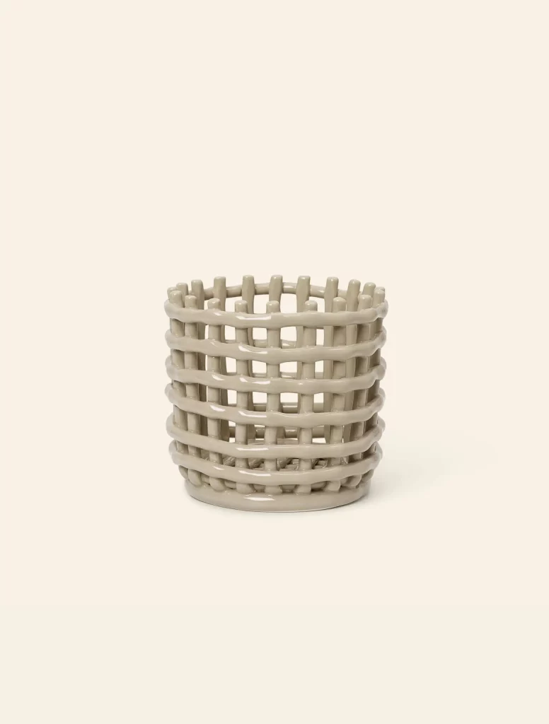 ferm Living Ceramic Basket Small Cashmere 1