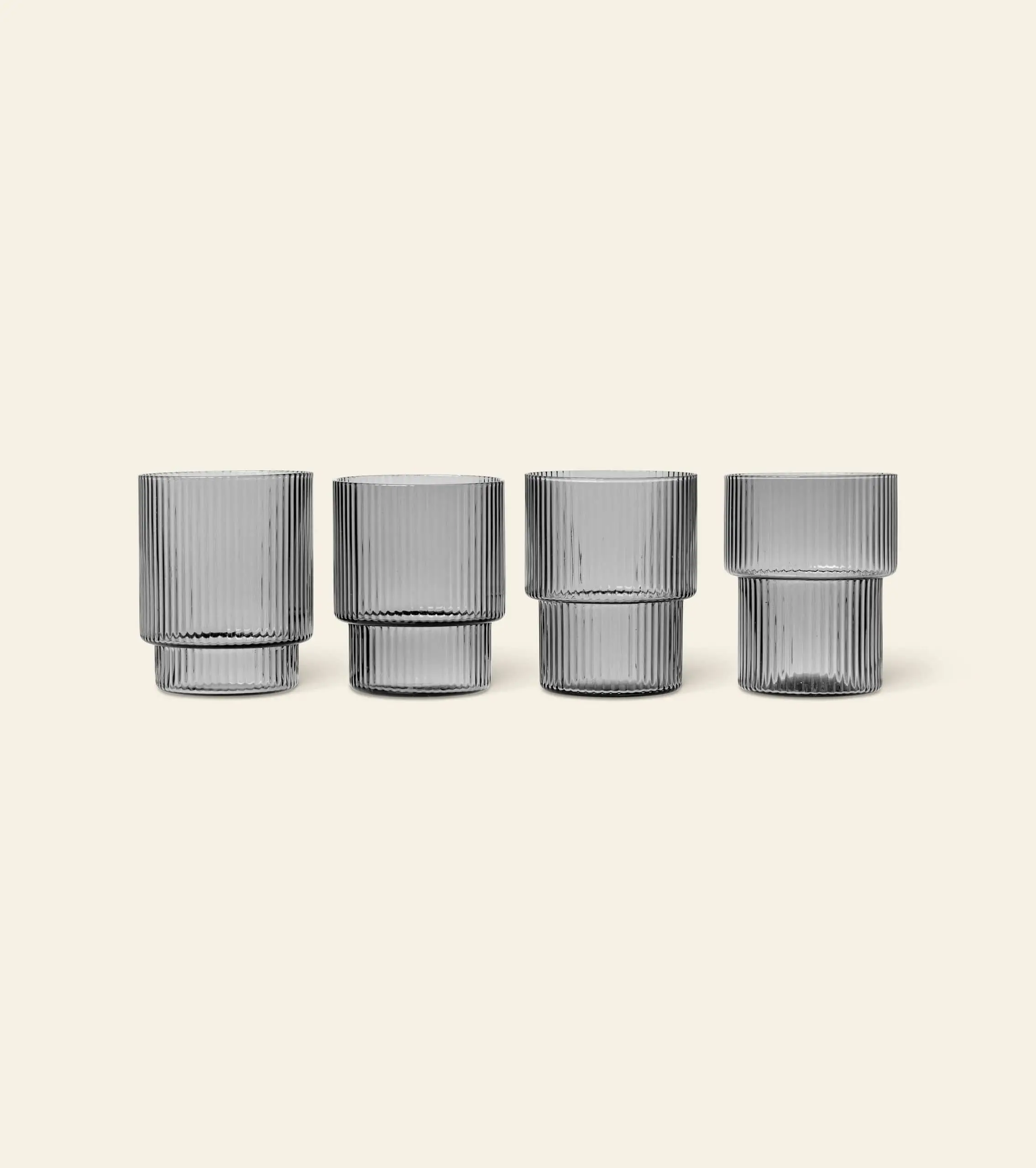 ferm Living Ripple Glasses Set of 4 Smoked Grey 1