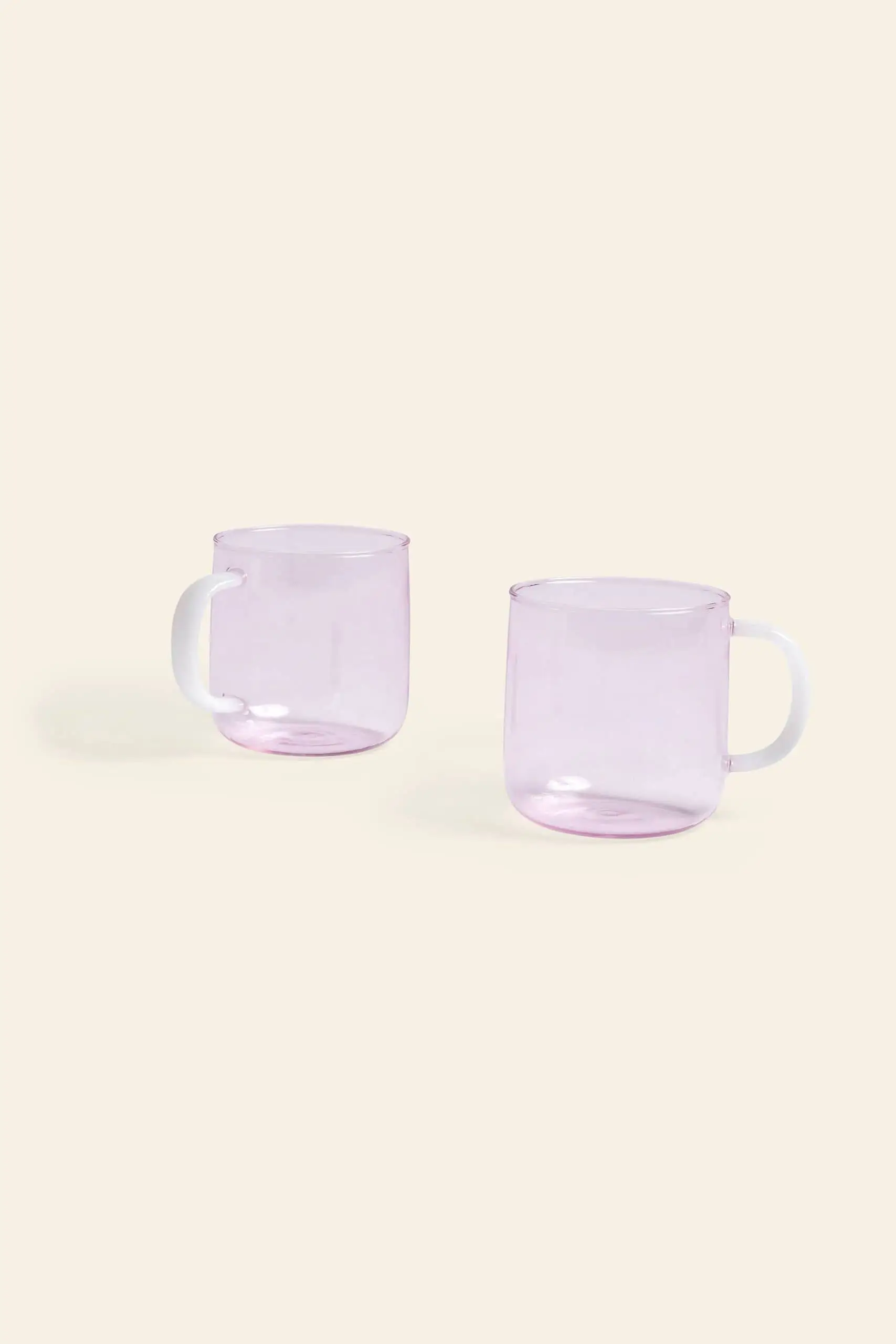 HAY Borosilicate Mug Set of 2 Pink With White Handle 1