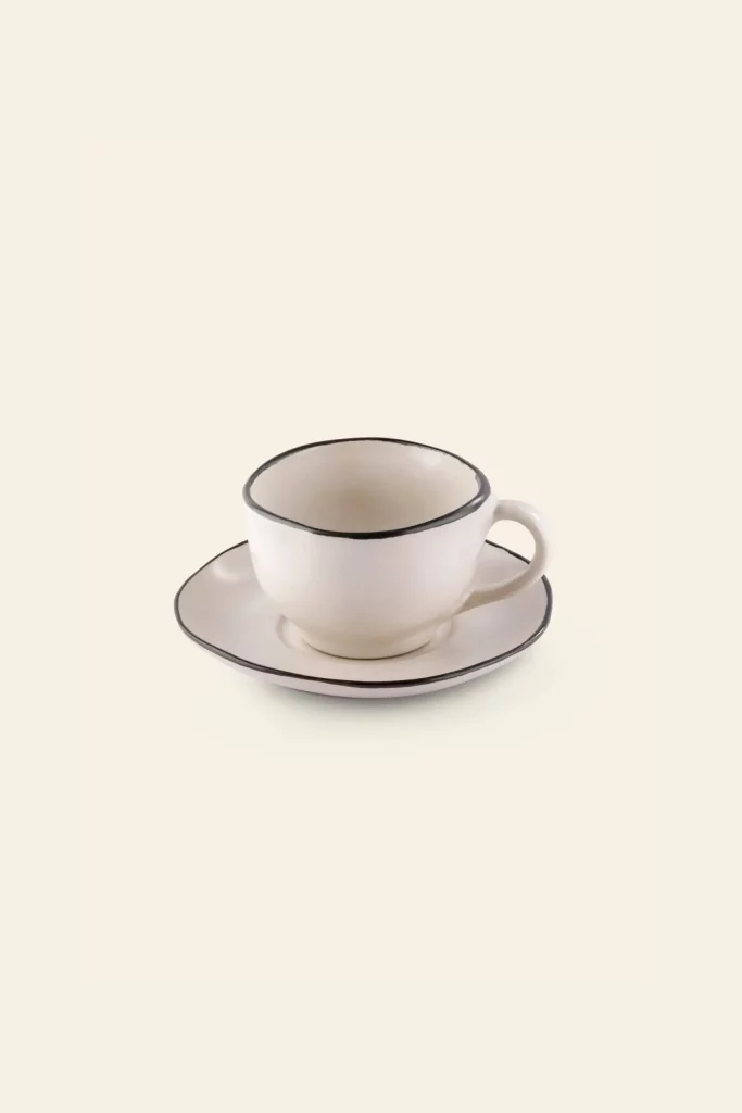 Kra Sanctuary Andaman Free Form Cup and Coaster White 1