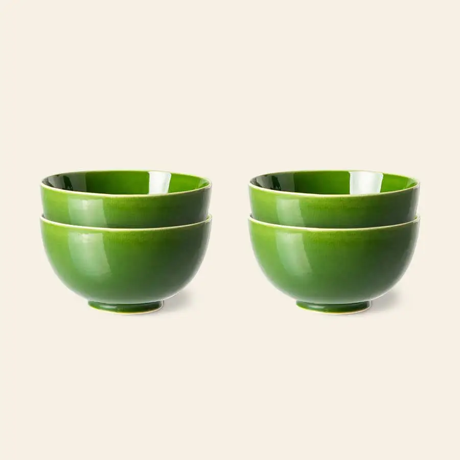 HKliving The Emeralds Ceramic Dessert Bowl Set of 4 Green 1