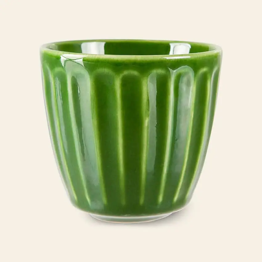 HKliving The Emeralds Ceramic Mug Ribbed Set of 4 Green 2