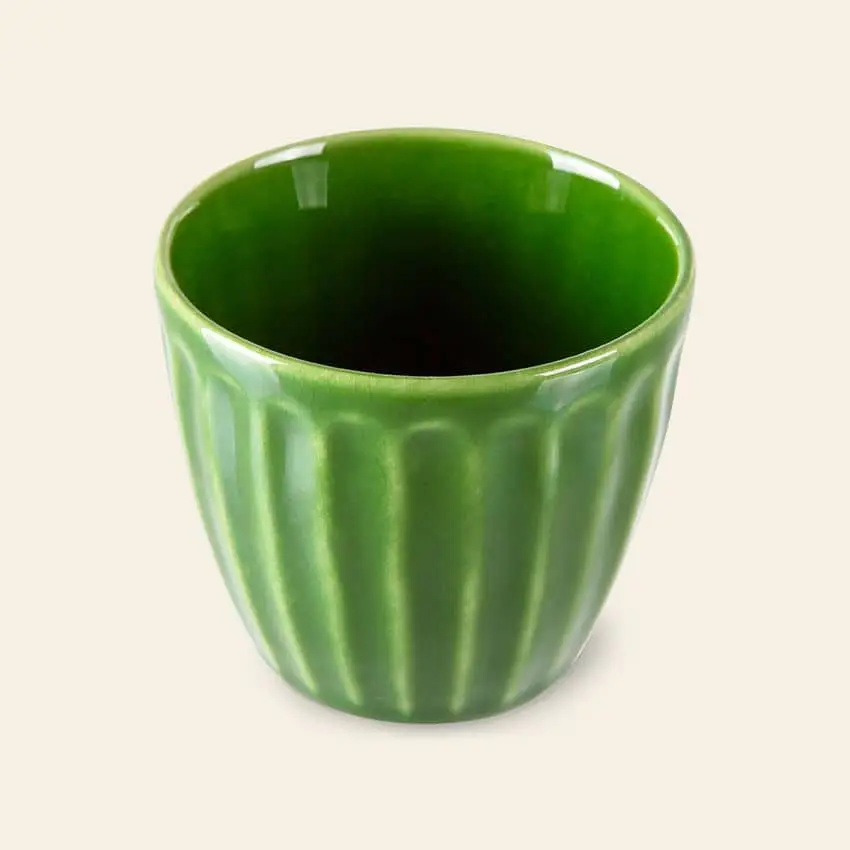 HKliving The Emeralds Ceramic Mug Ribbed Set of 4 Green 3