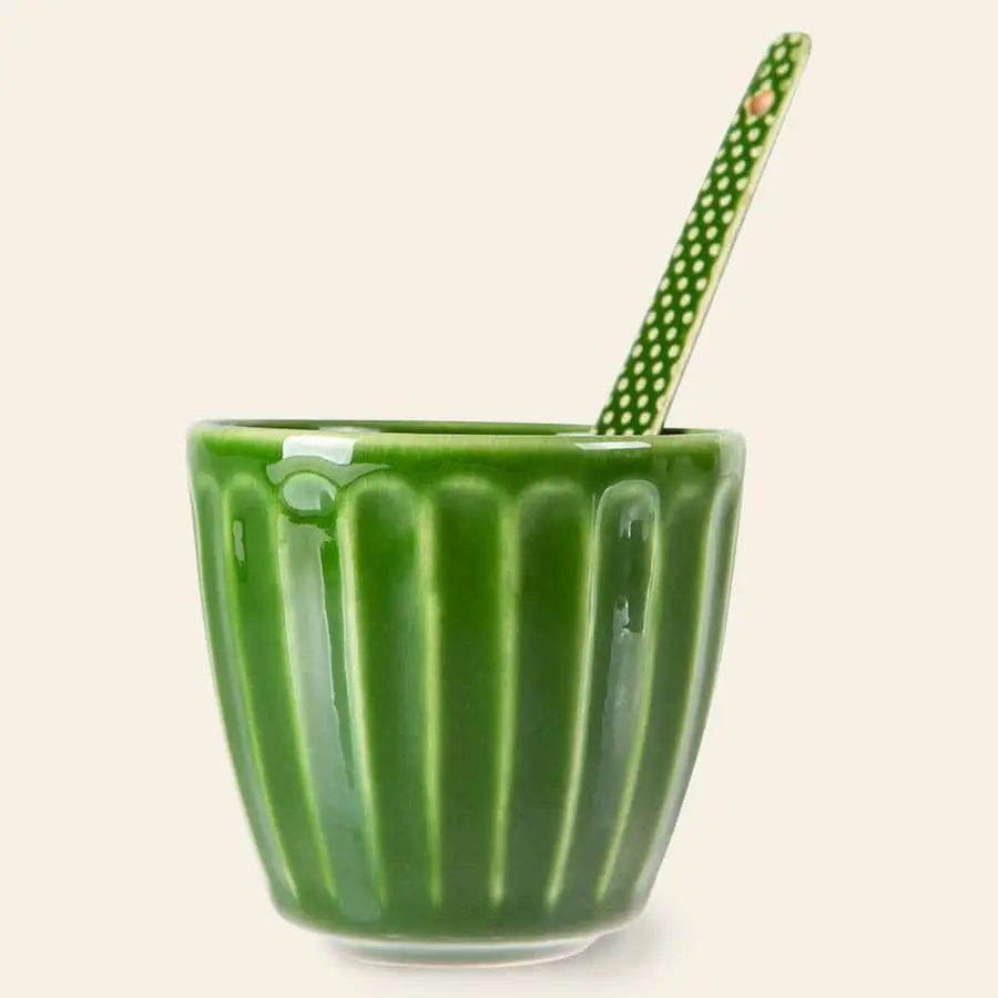 HKliving The Emeralds Ceramic Mug Ribbed Set of 4 Green 4