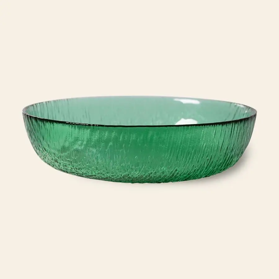 HKliving The Emeralds Glass Salad Bowl Green 1