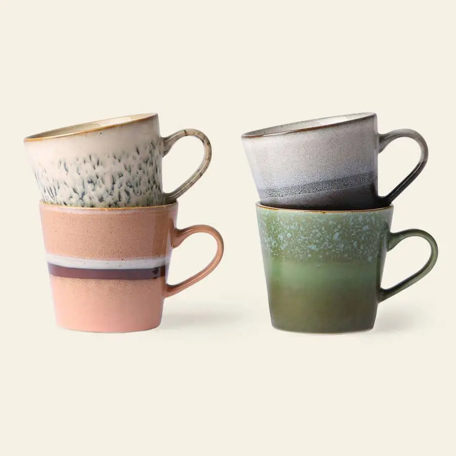 HKliving 70s Ceramics Cappuccino Mugs Set of 4 Virgo 1