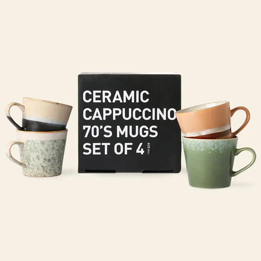 HKliving 70s Ceramics Cappuccino Mugs Set of 4 Virgo 2