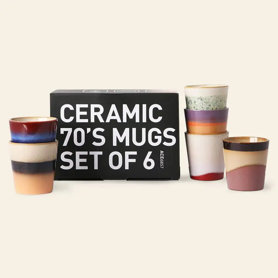 HKliving 70s Ceramics Coffee Mugs Set of 6 Orion 2