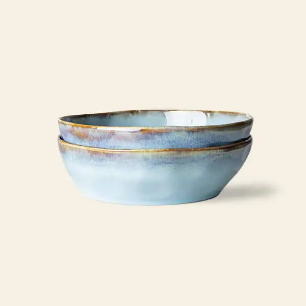 HKliving 70s Ceramics Pasta Bowls Set of 2 Lagune 1