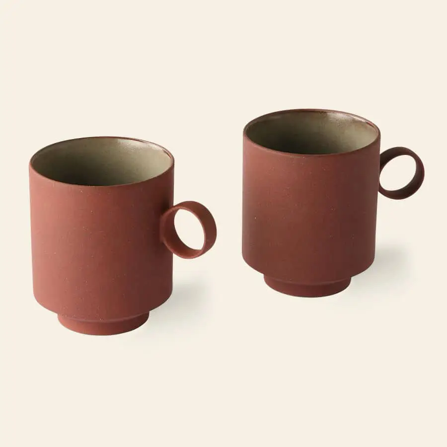 HKliving Bold Basic Ceramics Coffee Mugs Set of 2 Terra 2