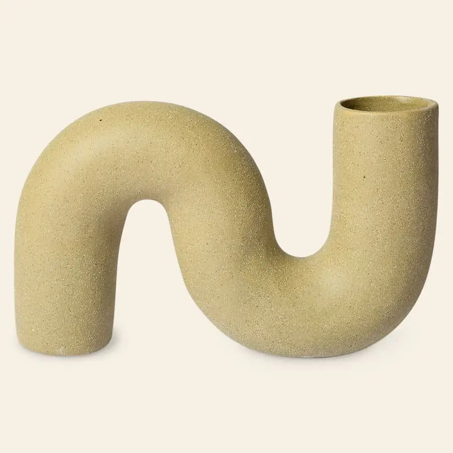 HKliving HK Objects Ceramic Twisted Vase Matt Olive 1