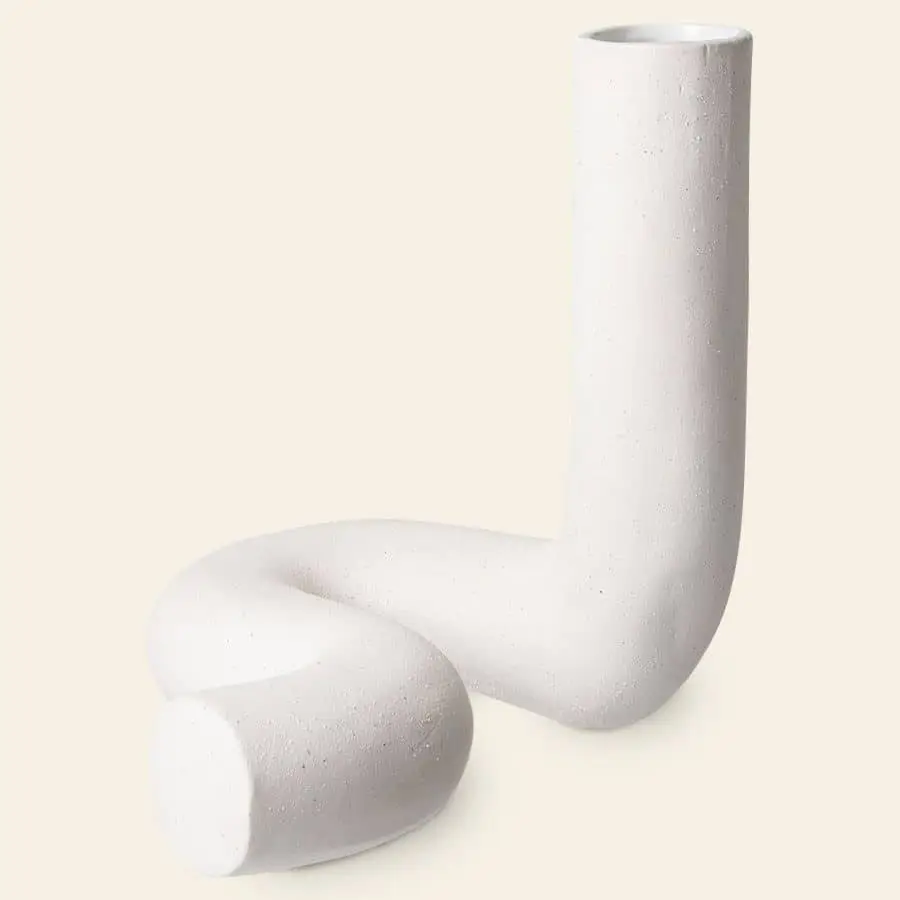 HKliving HK Objects Ceramic Twisted Vase Matt White 1