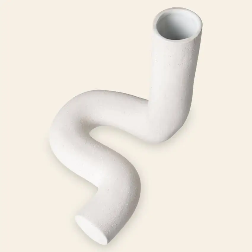 HKliving HK Objects Ceramic Twisted Vase Matt White 3