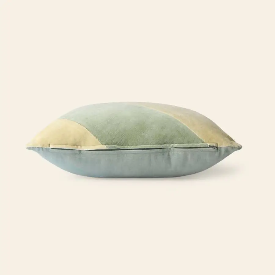 HKliving Striped Velvet Cushion Mint Green 2