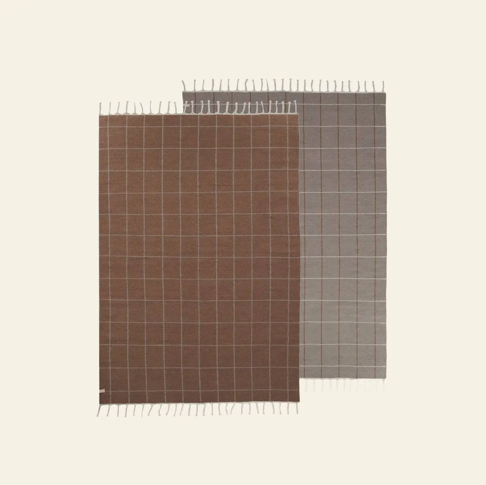 OYOY Living Design Grid Rug Caramel Off White 1