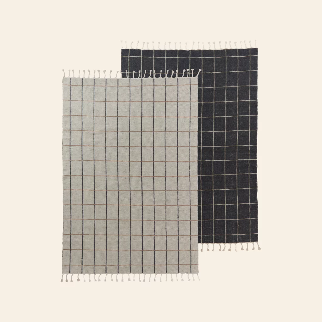 OYOY Living Design Grid Rug Off White Anthracite 1
