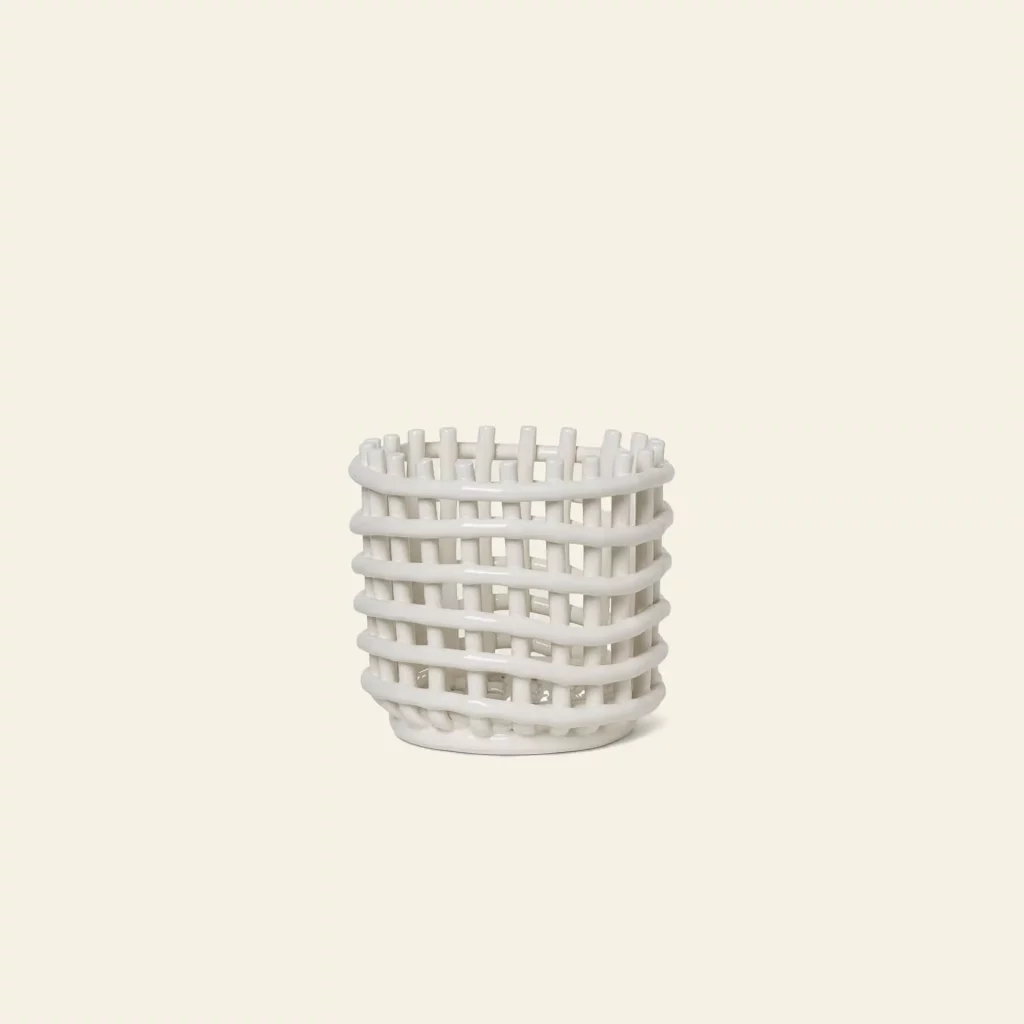 ferm LIVING Ceramic Basket Small Off White 1