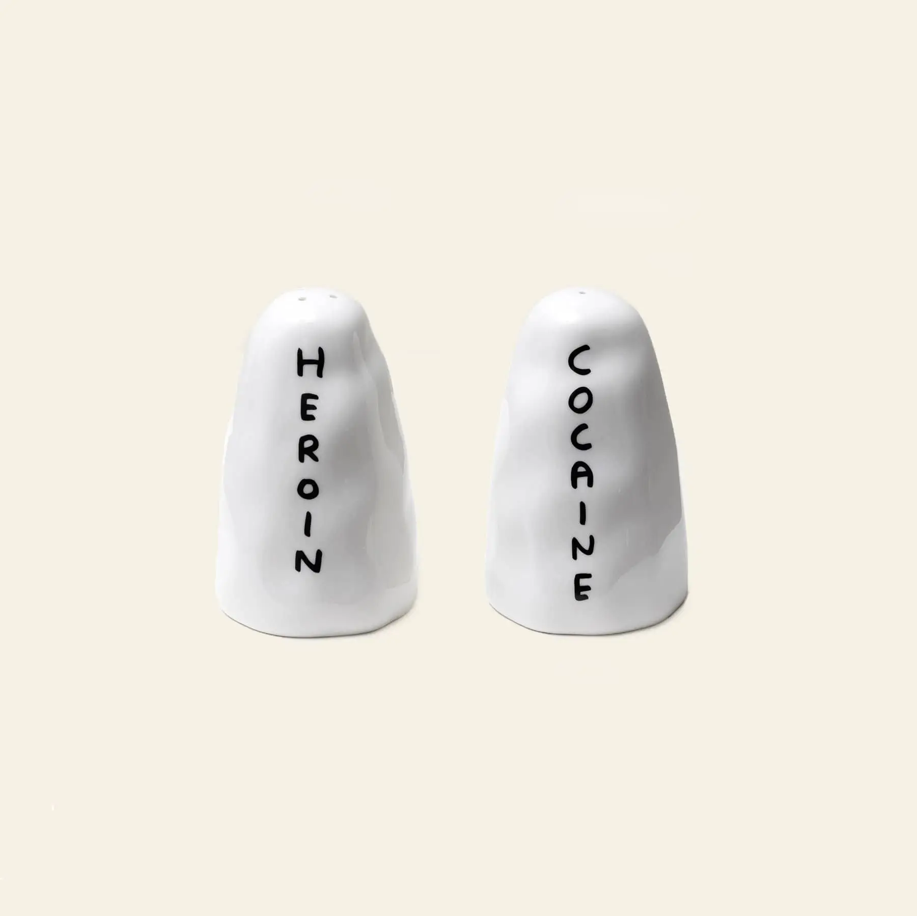 Shrig Shop Heroin and Cocaine Porcelain Shakers White 1