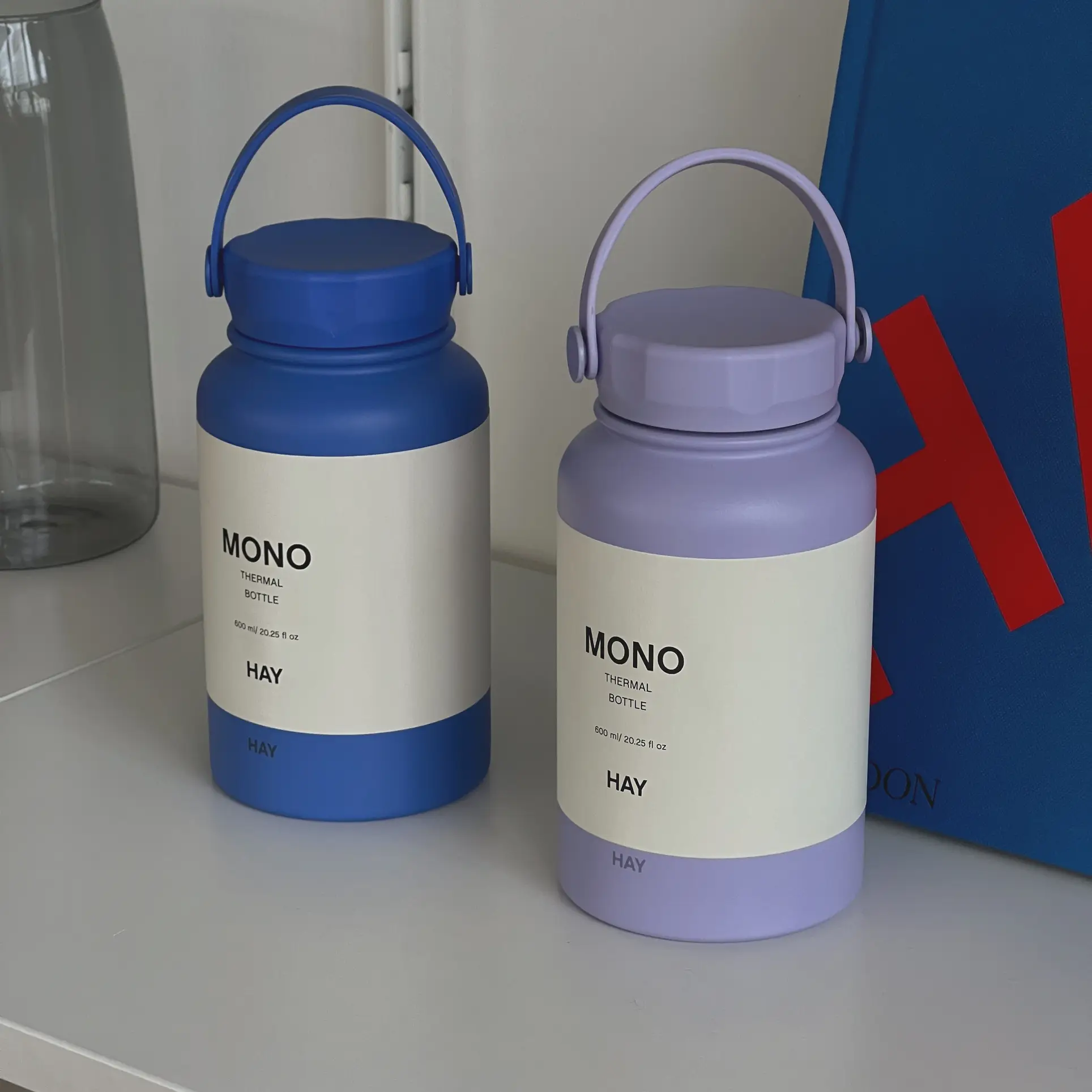 HAY Mono Thermal Bottle Set Lavender & Sky Blue The Stacked Store